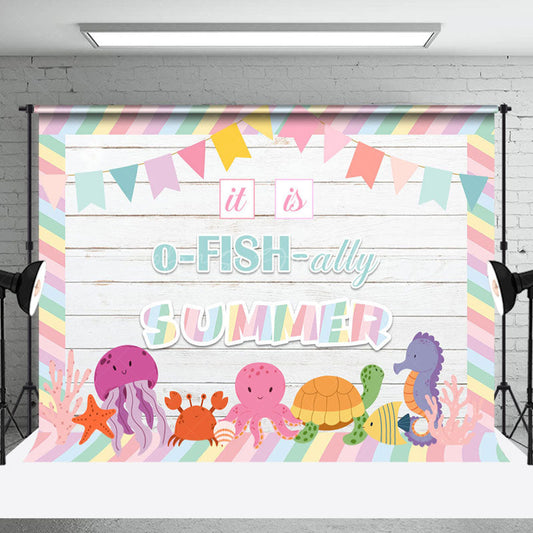 Lofaris O Fish Ally Summer Undersea Animals Wooden Backdrop