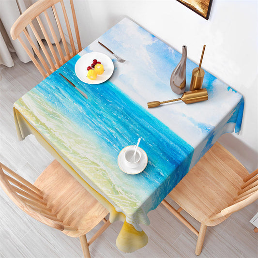Lofaris Ocean Beach Blue Sky Seaside Chic Square Tablecloth