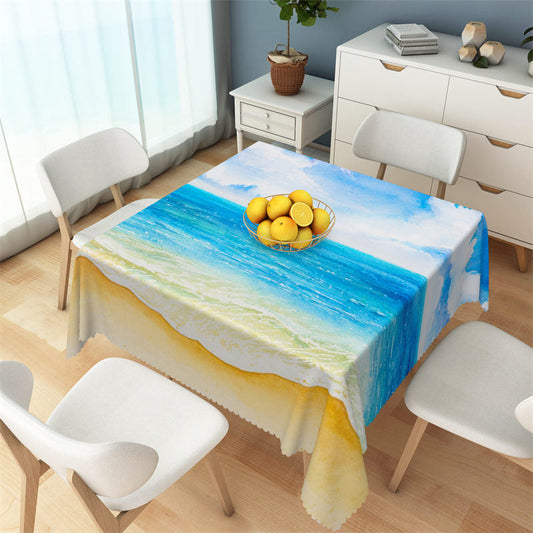 Lofaris Ocean Beach Blue Sky Seaside Chic Square Tablecloth