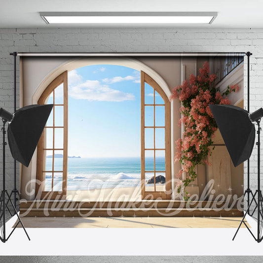 Lofaris Ocean Floral Vines Retro Wall Backdrop For Photo