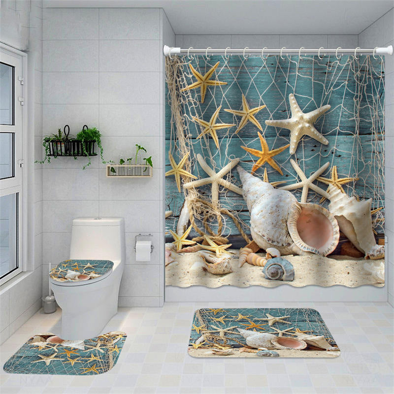 Ocean Seashell Starfish Beach Theme Bathroom Decor - Lofaris