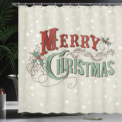 Lofaris Off White Simple Merry Christmas Shower Curtain