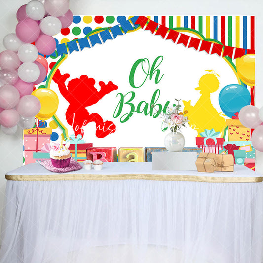 Lofaris Oh Baby Cute Doll Stripes Dots Shower Backdrop