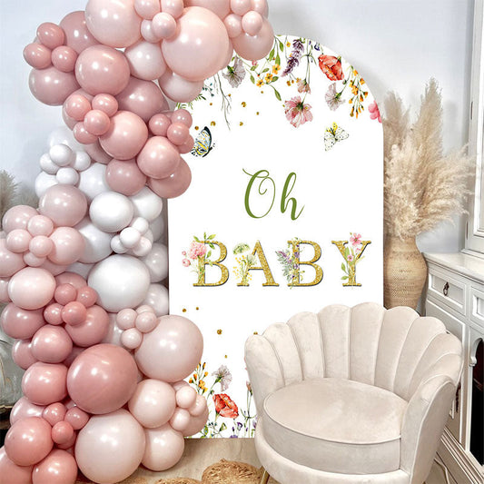 Lofaris Oh Baby Flowers Butterfly Shower Arch Backdrop