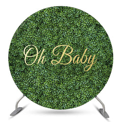 Lofaris Oh Baby Greenery Round Gender Reveal Backdrop Cover