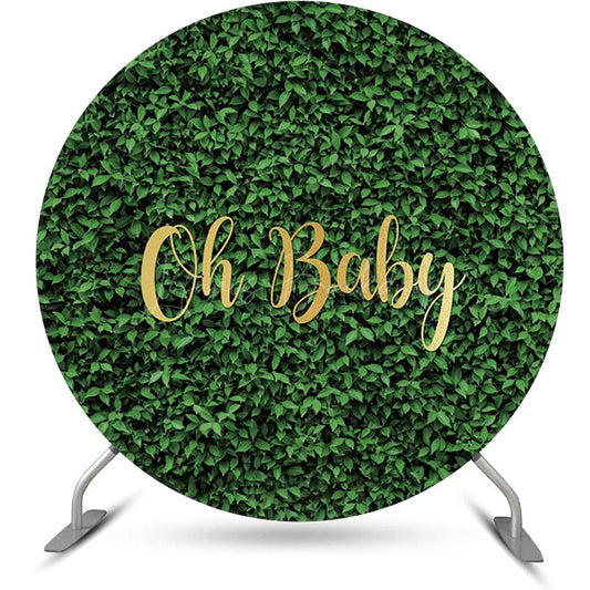 Lofaris Oh Baby Spring Greenery Round Gender Reveal Backdrop