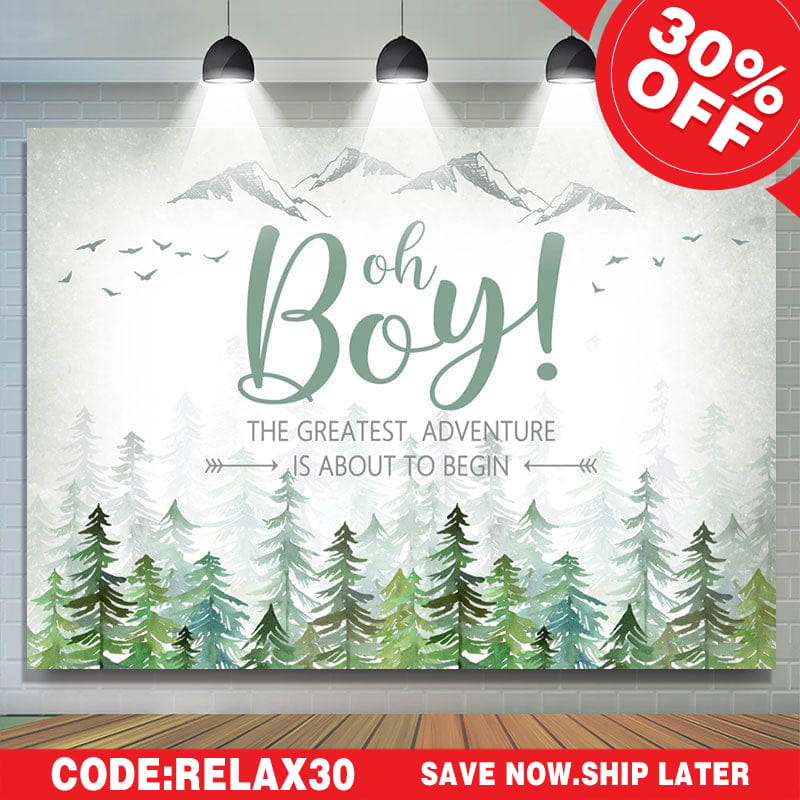 Lofaris (Ship In 24HR) Oh Baby The Greatest Adventure Green Shower Backdrop