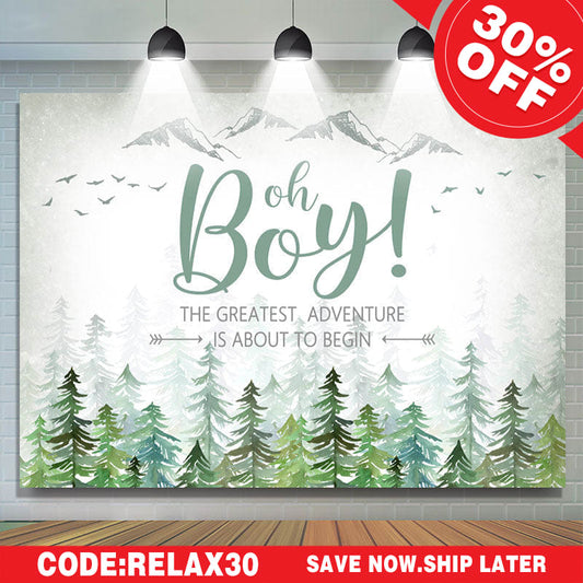 Lofaris (Ship In 24HR) Oh Baby The Greatest Adventure Green Shower Backdrop