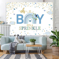 Lofaris Oh Boy Blue Heart And Cloud Baby Shower Backdrop