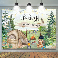 Lofaris Oh Boy Wild Camping Teddy Bear Baby Shower Backdrop