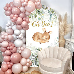 Lofaris Oh Deer Greenery Baby Shower Double Sided Arch Backdrop