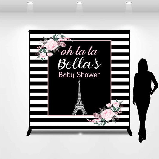 Lofaris Floral Towel Black Stripe Custom Birthday Backdrop