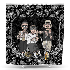 Lofaris Old School Tattoo Men Pattern Black Shower Curtain