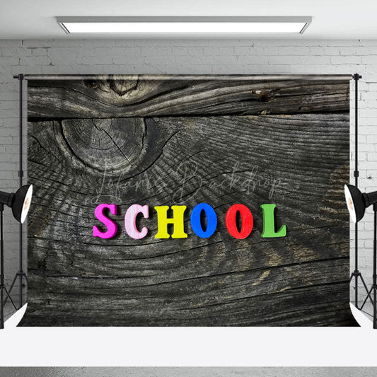 Lofaris Old Wood Plank Texture Rainbow Back To School Backdrop