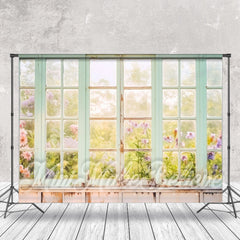 Lofaris Old Wood Window Spring Floral Scene Photo Backdrop