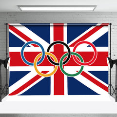 Lofaris Olympic Rings British Flag Sports Party Backdrop