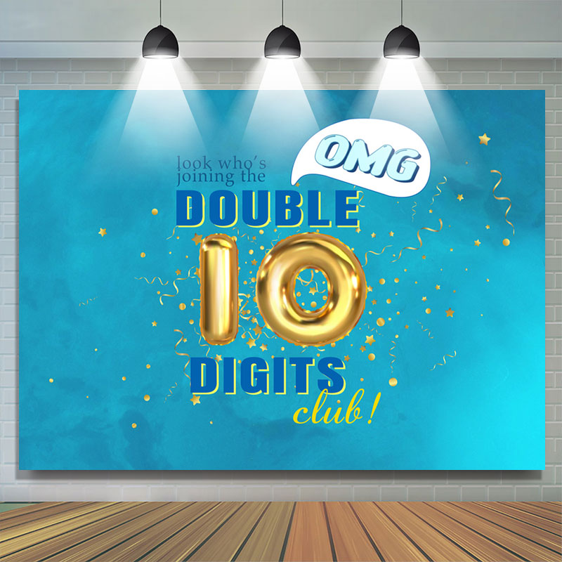 Lofaris OMG Double 10 Digits Club Blue Birthday Backdrop