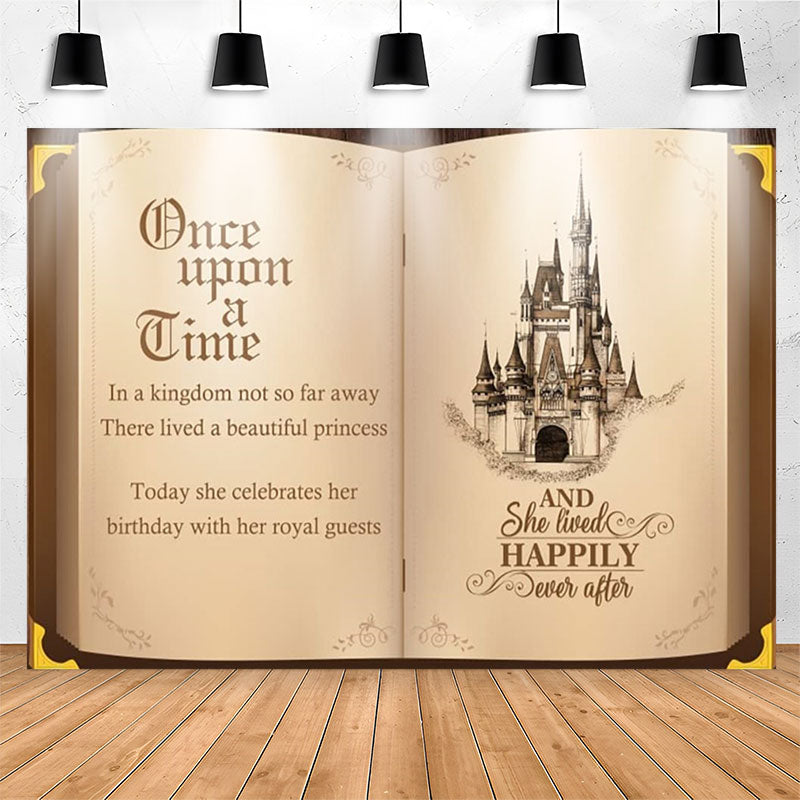 Once Upon A Time Castle Book Birthday Backdrop - Lofaris