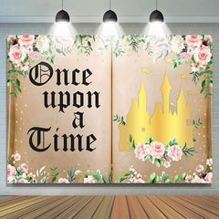 Lofaris Once Upon A Time Floral Book Girl Birthday Backdrop