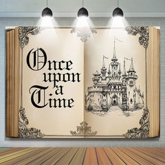 Lofaris Once Upon Retro Fairy Book Castle Birthday Backdrop