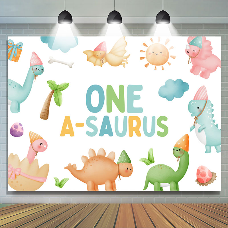 Lofaris One A Saurus Carton Dinosaur World Birthday Backdrop