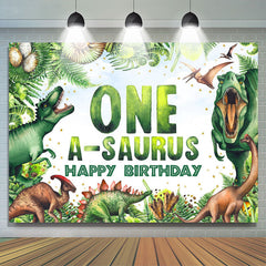 Lofaris One A Saurus Jungel Greeny Happy Birthday Backdrop