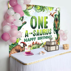 Lofaris One A Saurus Jungel Greeny Happy Birthday Backdrop