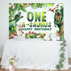 Lofaris One A Saurus Jungel Greeny Happy Birthday Backdrop