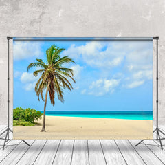 Lofaris One Coconut Tree Blue Beach Sea Sky Photo Backdrop