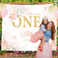 Lofaris Onederful Floral Pink Custom 1st Birthday Backdrop