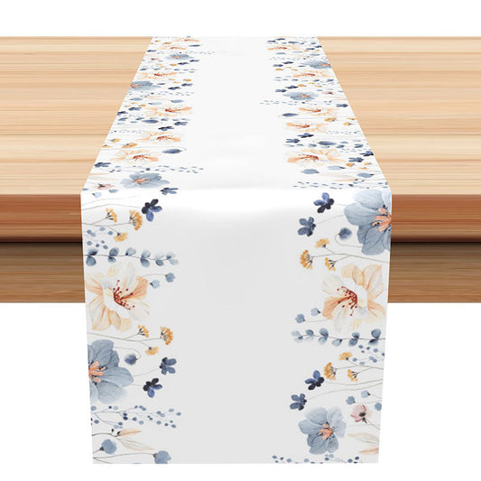 Lofaris Orange And Blue Floral Simple Dining Table Runner