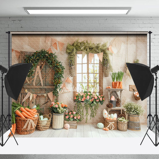 Lofaris Orange Broken Wall Country Window Easter Backdrop