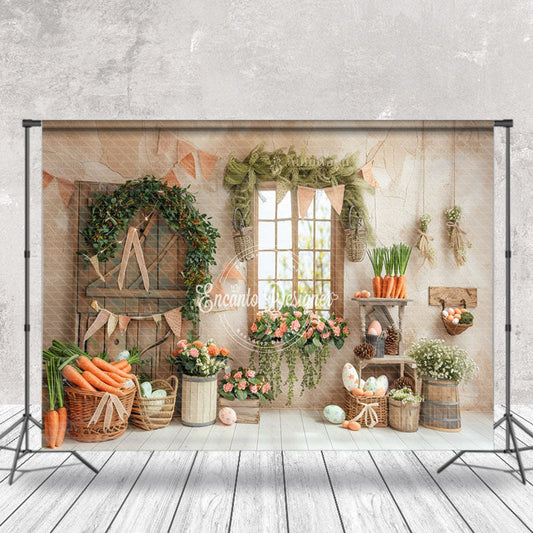 Lofaris Orange Broken Wall Country Window Easter Backdrop