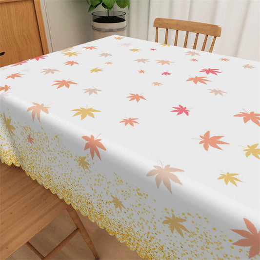 Lofaris Orange Glitter Maple Leaf Restaurant Tablecloth