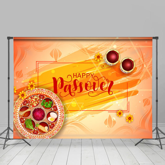 Lofaris Orange Gourmet Food Tea Happy Passover Backdrop