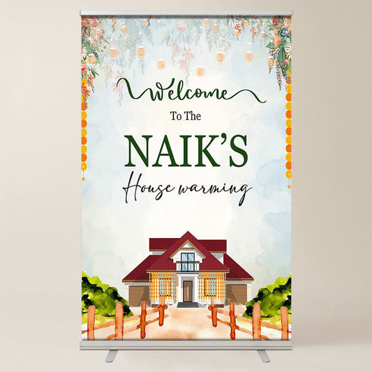 Lofaris Orange Lantern Watercolor Housewarming Welcome Sign
