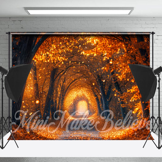 Lofaris Orange Leaves Sunshine Street Autumn Photo Backdrop