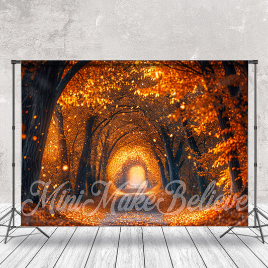 Lofaris Orange Leaves Sunshine Street Autumn Photo Backdrop
