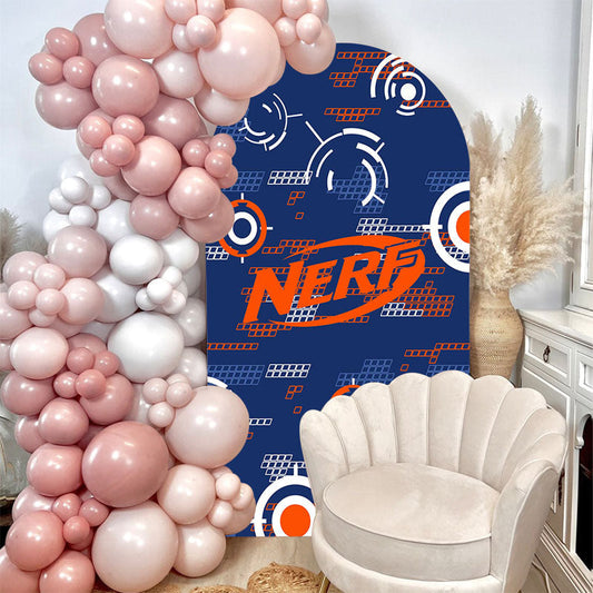 Lofaris Orange Nerf Target Blue Arch Backdrop For Party