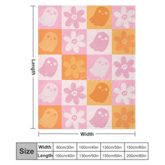 Lofaris Orange Pink Plaid Floral Halloween Custom Blanket