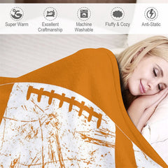 Lofaris Orange Rugby Jersey Sports Style Custom Name Blanket