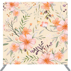 Lofaris Orange Tint Flowers Beige Fabric Spring Backdrop Cover