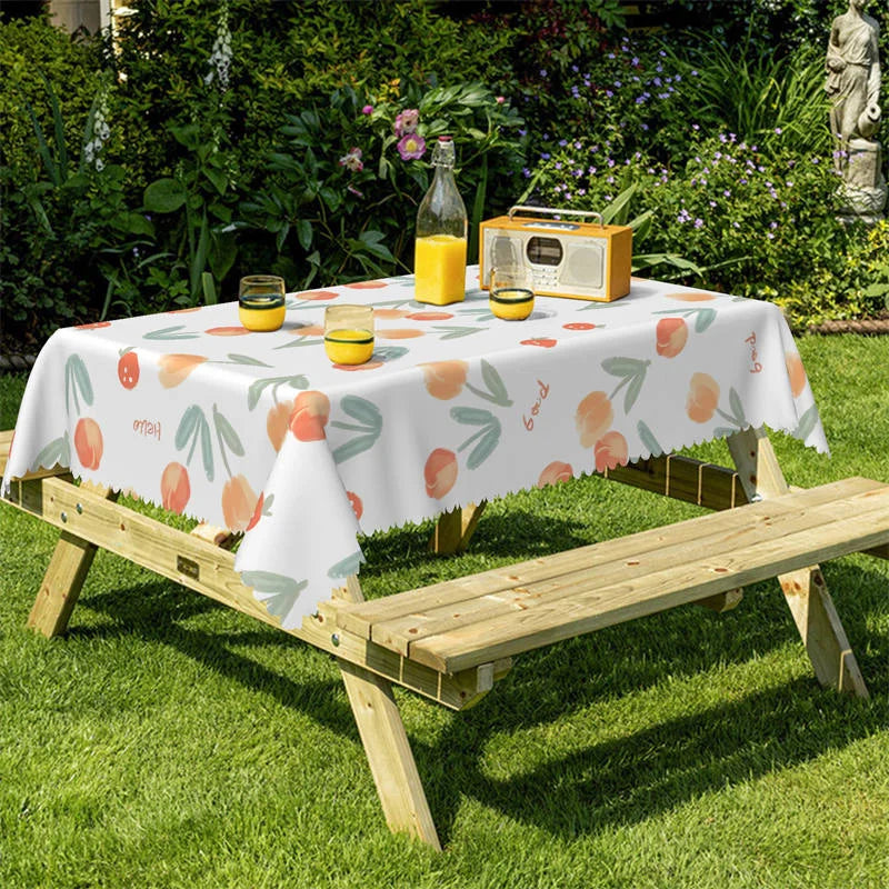 Lofaris Orange Tulip Flowers Pattern Rectangle Tablecloth