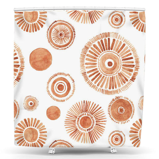 Lofaris Orange Watercolor Abstract Warm Sun Shower Curtain