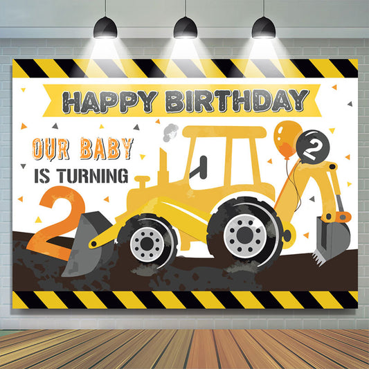 Lofaris Our Baby Is Turning 2 Boy Happy Birthday Backdrop