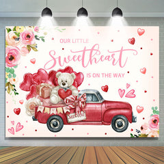 Lofaris Our Little Sweet Heart Car Bear Baby Shower Backdrop