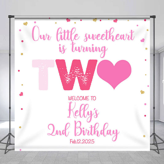 Lofaris Our Little Sweetheart Custom 2nd Birthday Backdrop