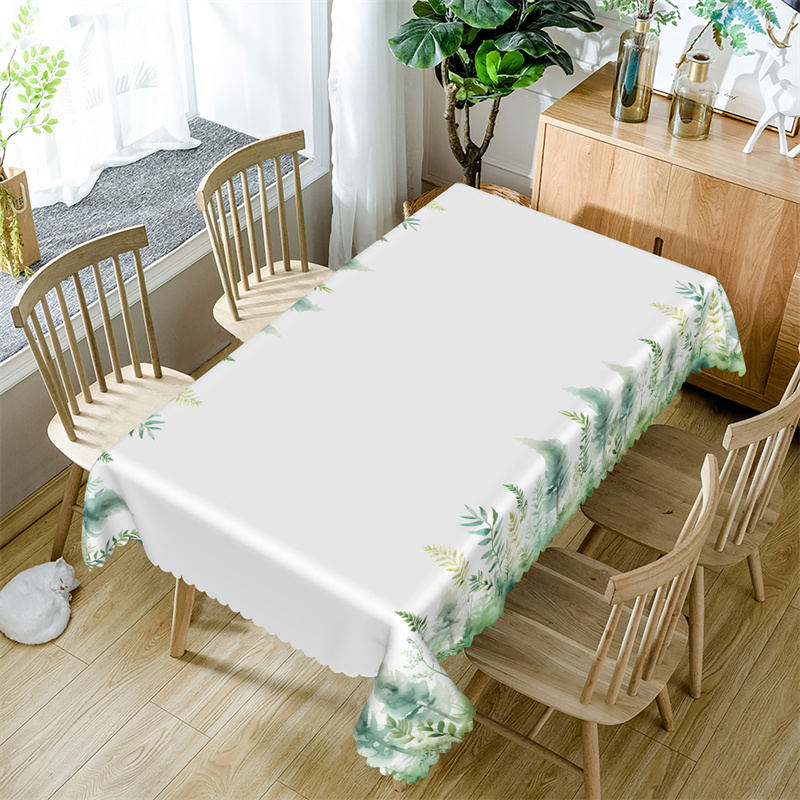Lofaris Outdoor Weed Green Leaf Pattern Rectangle Tablecloth