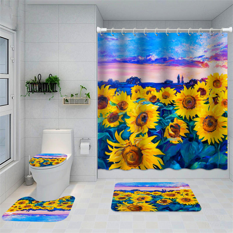 Lofaris Painting Sunflower Decorative Bathtub Shower Curtain
