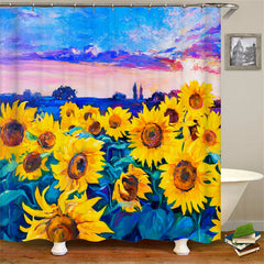 Lofaris Painting Sunflower Decorative Bathtub Shower Curtain